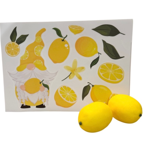 Gnome & Lemon Wall Decals Peel and Stick - Picture 1 of 3